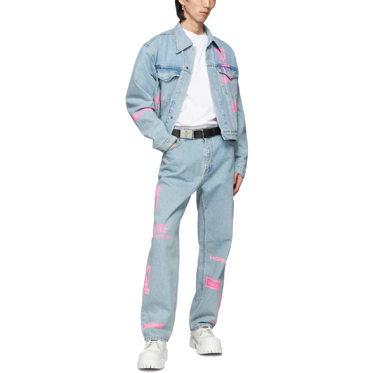 Purchase WE11DONE SS21 圖案印花寬鬆牛仔外套 藍色 中性款 WD-DJ1-21-322-U-BL