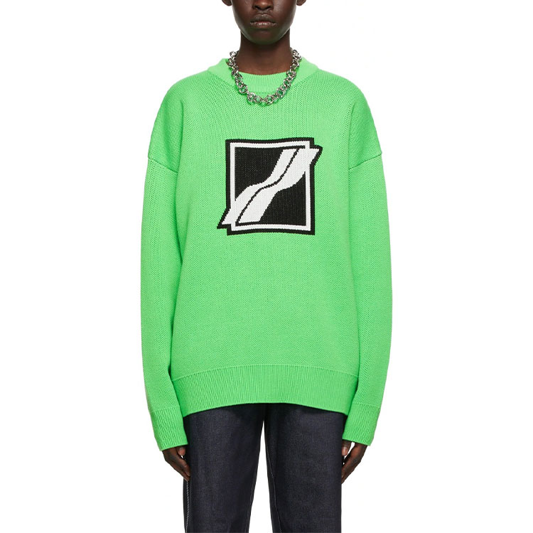WE11DONE SS21 Green Jacquard Knit Logo Long Sleeve Sweater Unisex. WD-KT1-21-613-U-NG 圖 3