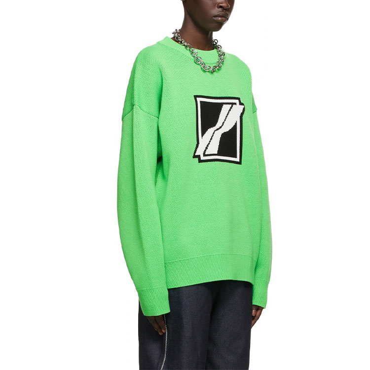 WE11DONE SS21 Green Jacquard Knit Logo Long Sleeve Sweater Unisex. WD-KT1-21-613-U-NG 圖 5