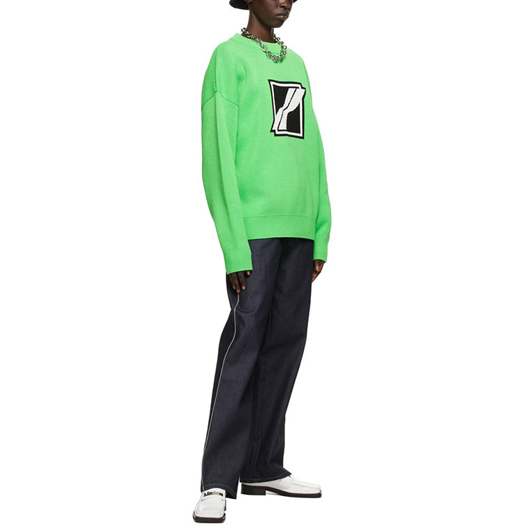 WE11DONE SS21 Green Jacquard Knit Logo Long Sleeve Sweater Unisex. WD-KT1-21-613-U-NG 圖 6