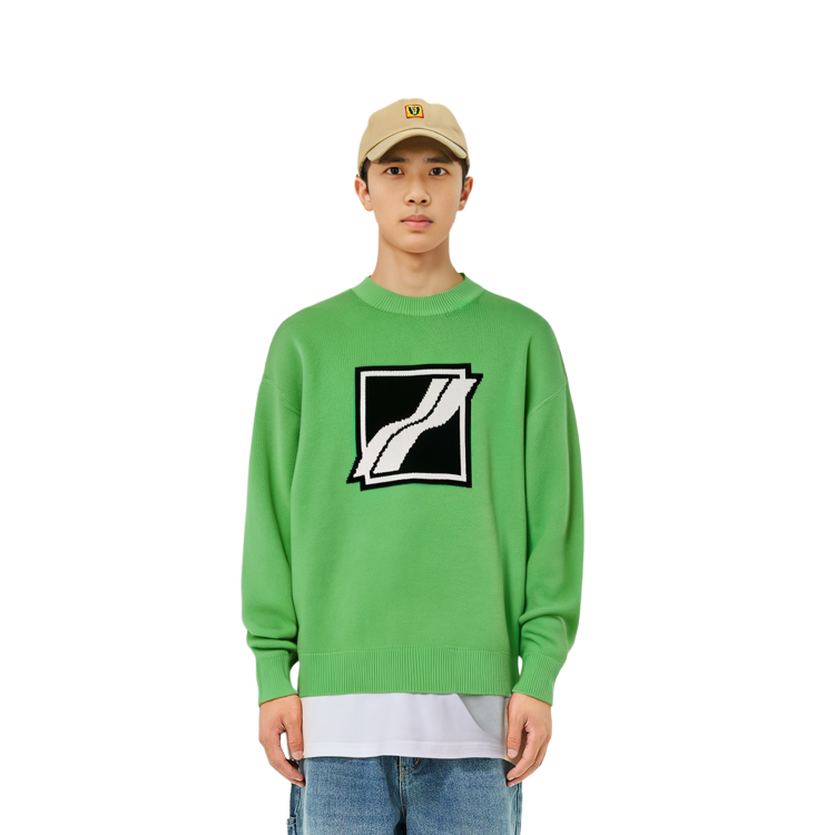 WE11DONE SS21 Green Jacquard Knit Logo Long Sleeve Sweater Unisex. WD-KT1-21-613-U-NG 圖 7