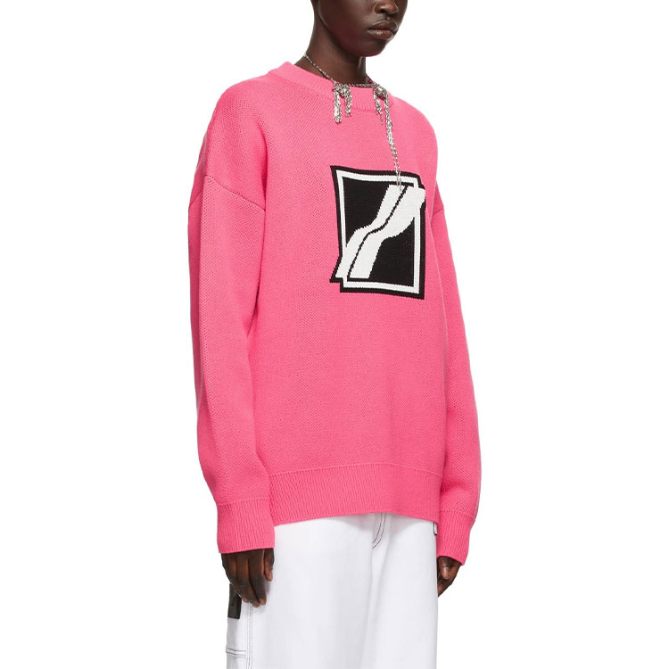 WE11DONE SS21 Jacquard Logo Knit Pink Unisex Long Sleeve Sweater. WD-KT1-21-613-U-NP 圖 5