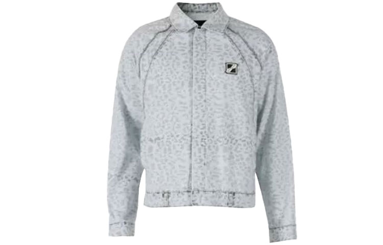 WE11DONE SS21 Leopard Print Denim Raglan Jacket Unisex Light Blue WD-DJ1-21-303-U-SK