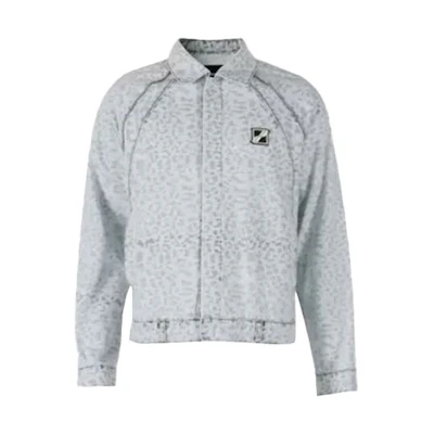 WE11DONE SS21 Leopard Print Denim Raglan Jacket Unisex Light Blue WD-DJ1-21-303-U-SK