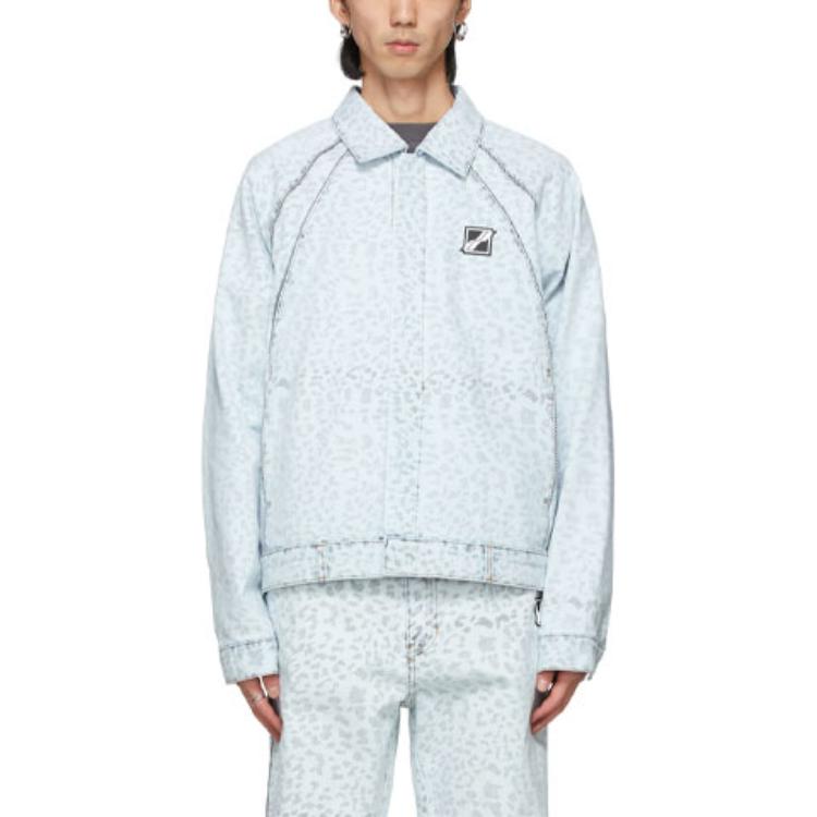 Lookbook WE11DONE SS21 豹紋丹寧布拉格蘭外套 淺藍色 中性款 WD-DJ1-21-303-U-SK