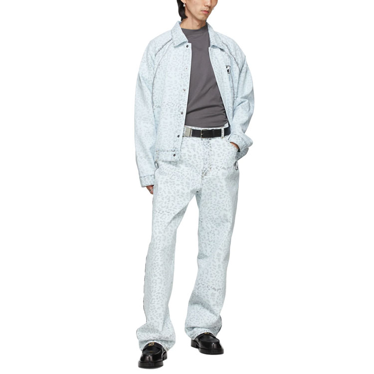 Details for WE11DONE SS21 豹紋丹寧布拉格蘭外套 淺藍色 中性款 WD-DJ1-21-303-U-SK