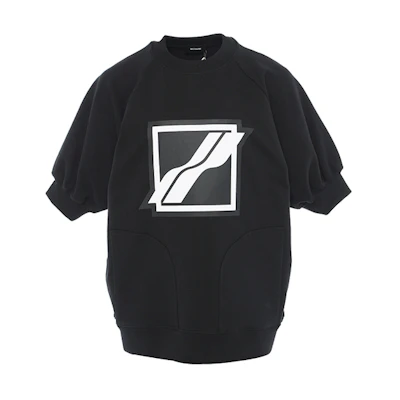 WE11DONE SS21 Lightning Logo Print Unisex Black Short Sleeve Sweatshirt. WD-TS1-21-531-U-BK