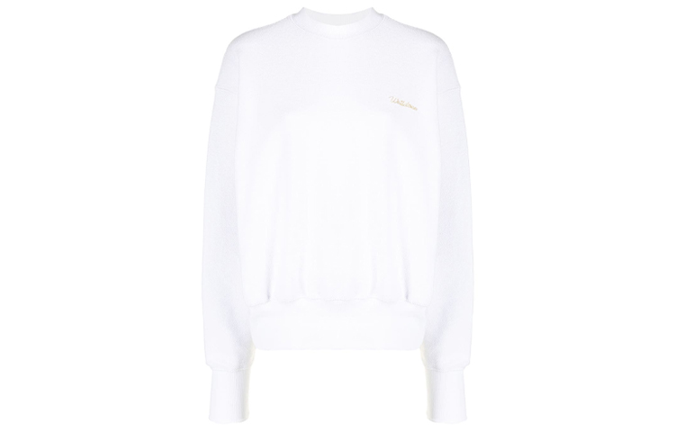WE11DONE SS21 Logo Embroidered Unisex Crewneck Long Sleeve Sweatshirt White WD-TS0-21-520-U-WH