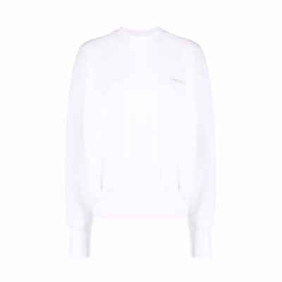 WE11DONE SS21 Logo Embroidered Unisex Crewneck Long Sleeve Sweatshirt White WD-TS0-21-520-U-WH