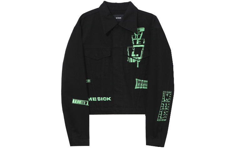 WE11DONE SS21 Logo Print Collared Slim Fit Jacket Unisex Black. WD-DJ1-21-322-U-BK