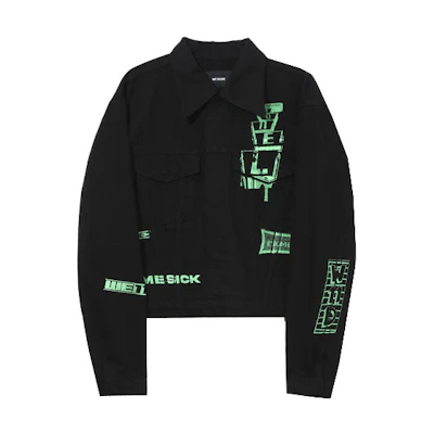 WE11DONE SS21 Logo Print Collared Slim Fit Jacket Unisex Black. WD-DJ1-21-322-U-BK