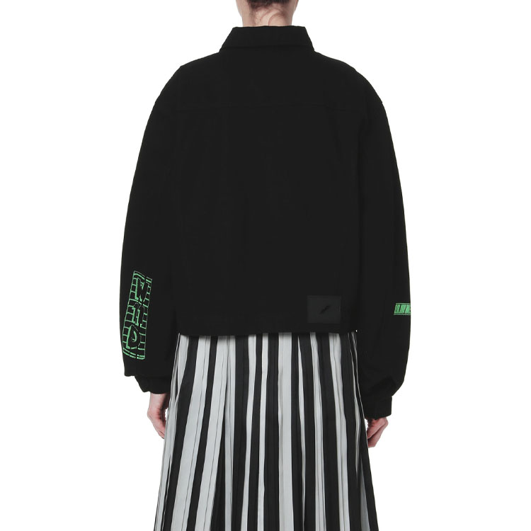 Shop WE11DONE SS21 經典印花修身版型黑色外套 男女適用. WD-DJ1-21-322-U-BK