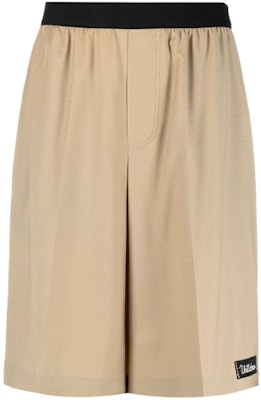 WE11DONE SS21 Mid-Rise Beige Drawstring Casual Shorts with Contrast Stitching Men WD-PT0-21-204-M-BG Order WE11DONE SS21 Mid-Rise Beige Drawstring Casual Shorts with Contrast Stitching Men WD-PT0-21-204-M-BG