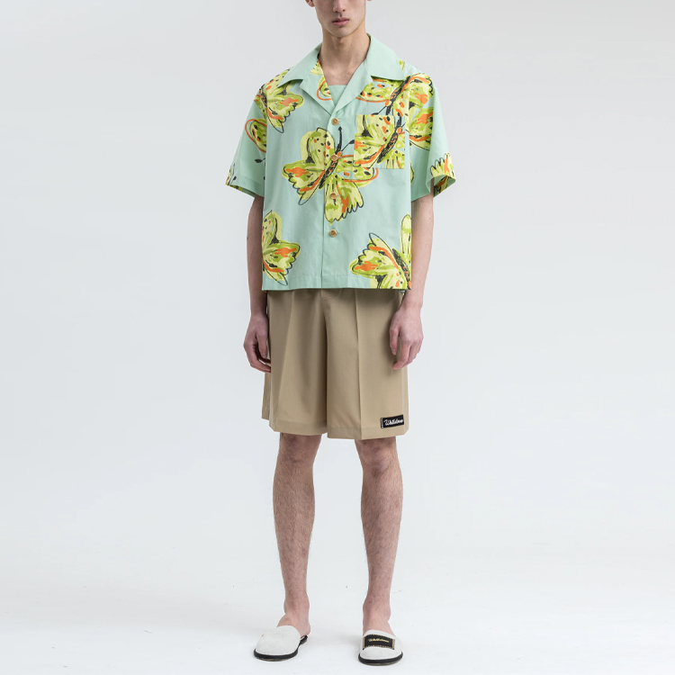 Lookbook WE11DONE SS21 Mid-Rise Beige Drawstring Casual Shorts with Contrast Stitching Men WD-PT0-21-204-M-BG