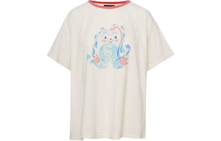 WE11DONE SS21 Monster Ink Print Unisex White Crewneck T-Shirt WD-TT0-21-510-U-RD