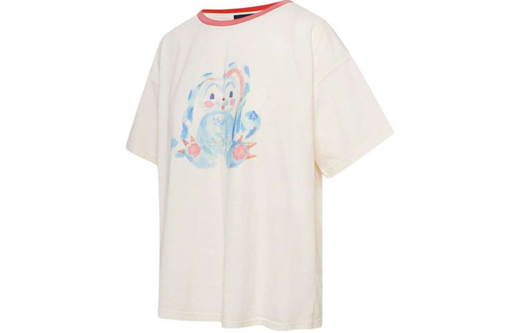 Shop WE11DONE SS21 怪獸墨水印花白色中性圓領T恤 WD-TT0-21-510-U-RD