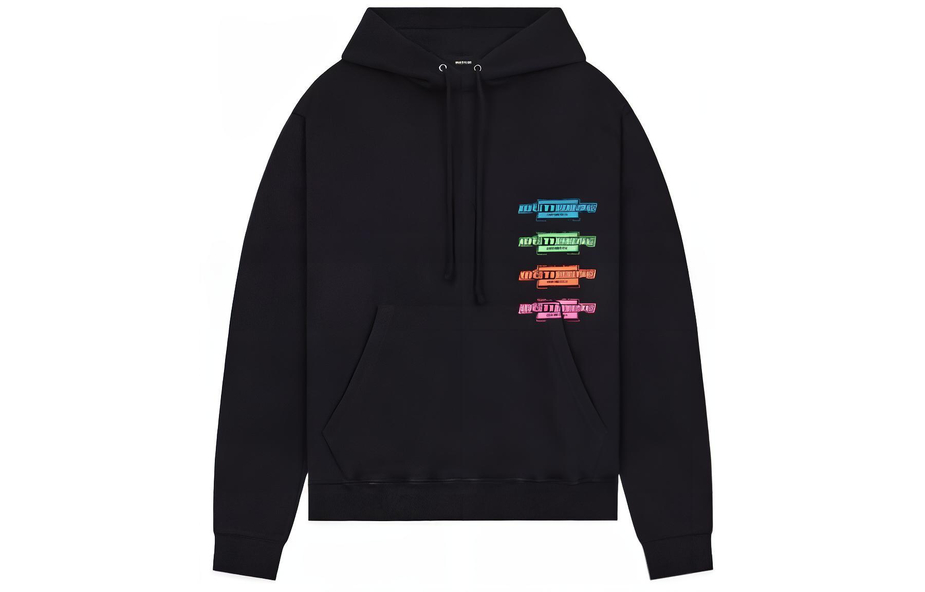 WE11DONE SS21 Multicolor Logo Terry Hoodie Unisex Black. WD-TH1-21-502-U-BK