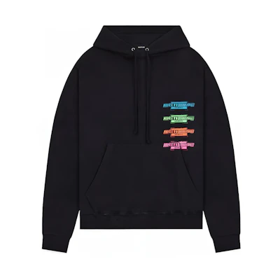 WE11DONE SS21 Multicolor Logo Terry Hoodie Unisex Black. WD-TH1-21-502-U-BK