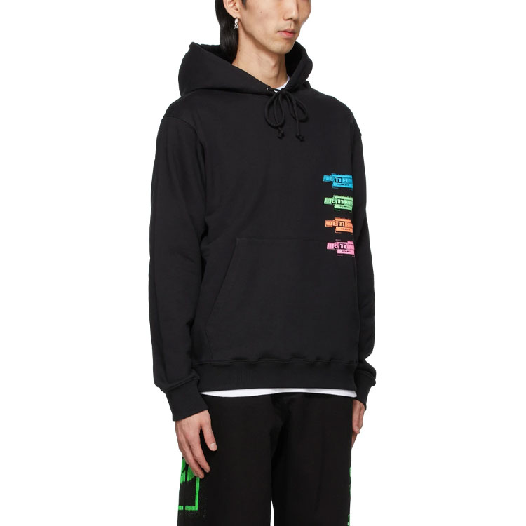Purchase WE11DONE SS21 Multicolor Logo Terry Hoodie Unisex Black. WD-TH1-21-502-U-BK