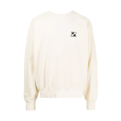 WE11DONE SS21 Oversized Logo Patch Crewneck Sweatshirt Unisex Off-White. WD-TS1-21-512-U-IV