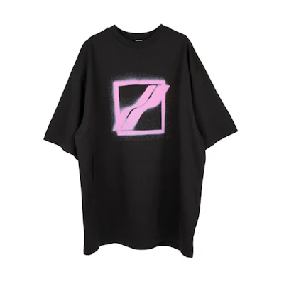 WE11DONE SS21 Oversized Logo Print Unisex Black T-Shirt. WD-TT1-21-529-U-BK