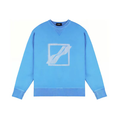 WE11DONE SS21 Oversized Logo Pullover Crewneck Sweatshirt Unisex Blue WD-TS1-21-504-U-NB