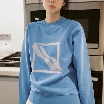 WE11DONE SS21 歐美風寬鬆款Logo圓領長袖上衣 男女款 藍色 WD-TS1-21-504-U-NB Shop WE11DONE SS21 歐美風寬鬆款Logo圓領長袖上衣 男女款 藍色 WD-TS1-21-504-U-NB