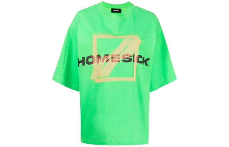 WE11DONE SS21 Oversized Slogan Print T-Shirt Unisex Green WD-TT1-21-538-U-GR