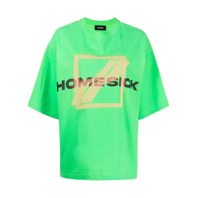 WE11DONE SS21 Oversized Slogan Print T-Shirt Unisex Green WD-TT1-21-538-U-GR