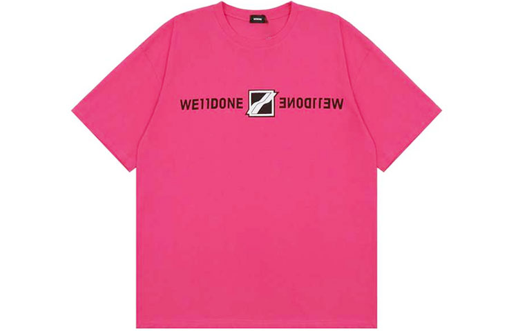 WE11DONE SS21 Pink Cube Lightning Logo Print Unisex T-Shirt WD-TT1-21-547-U-NP
