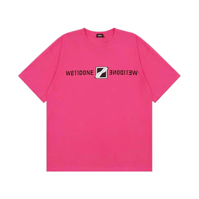 WE11DONE SS21 Pink Cube Lightning Logo Print Unisex T-Shirt WD-TT1-21-547-U-NP