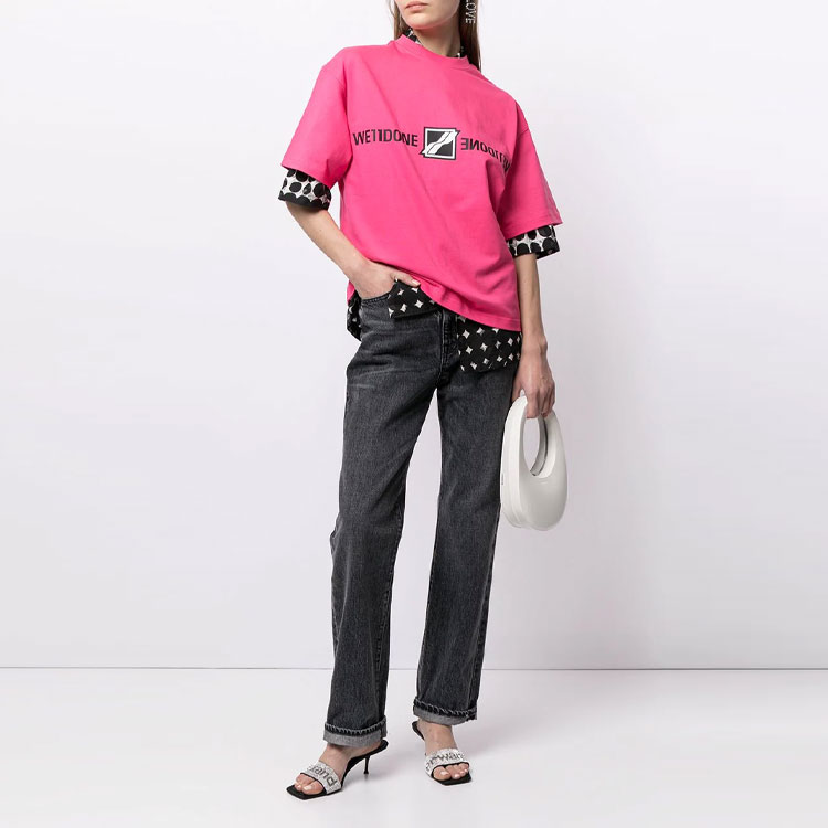 WE11DONE SS21 Pink Cube Lightning Logo Print Unisex T-Shirt WD-TT1-21-547-U-NP 圖 3