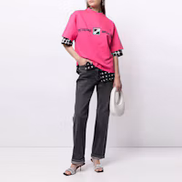 Lookbook WE11DONE SS21 粉色立方閃電標誌印花男女同款T恤 WD-TT1-21-547-U-NP