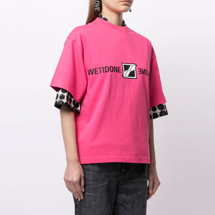 WE11DONE SS21 Pink Cube Lightning Logo Print Unisex T-Shirt WD-TT1-21-547-U-NP 圖 5