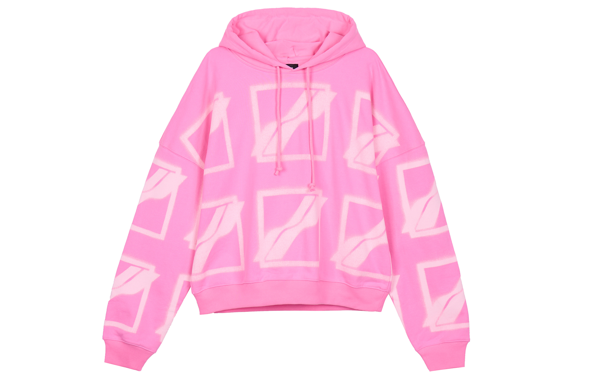 WE11DONE SS21 Pink Oversized Logo Terry Hoodie Unisex WD-TH1-21-517-U-NP