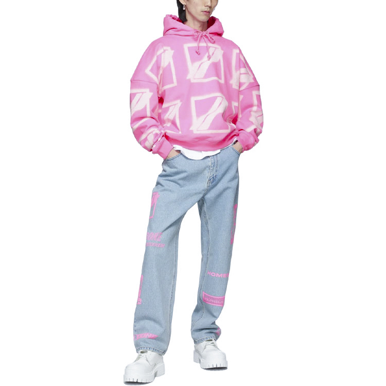 WE11DONE SS21 Pink Oversized Logo Terry Hoodie Unisex WD-TH1-21-517-U-NP 圖 4