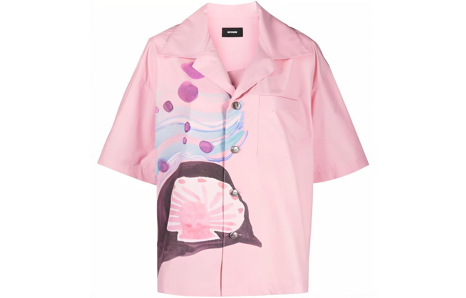 WE11DONE SS21 Pink Shell Print Short Sleeve Shirt Unisex WD-BL0-21-105-U-PK
