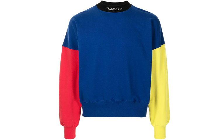 WE11DONE SS21 Pullover Sweatshirt Unisex Colorblock Design WD-TS0-21-534-U-BL