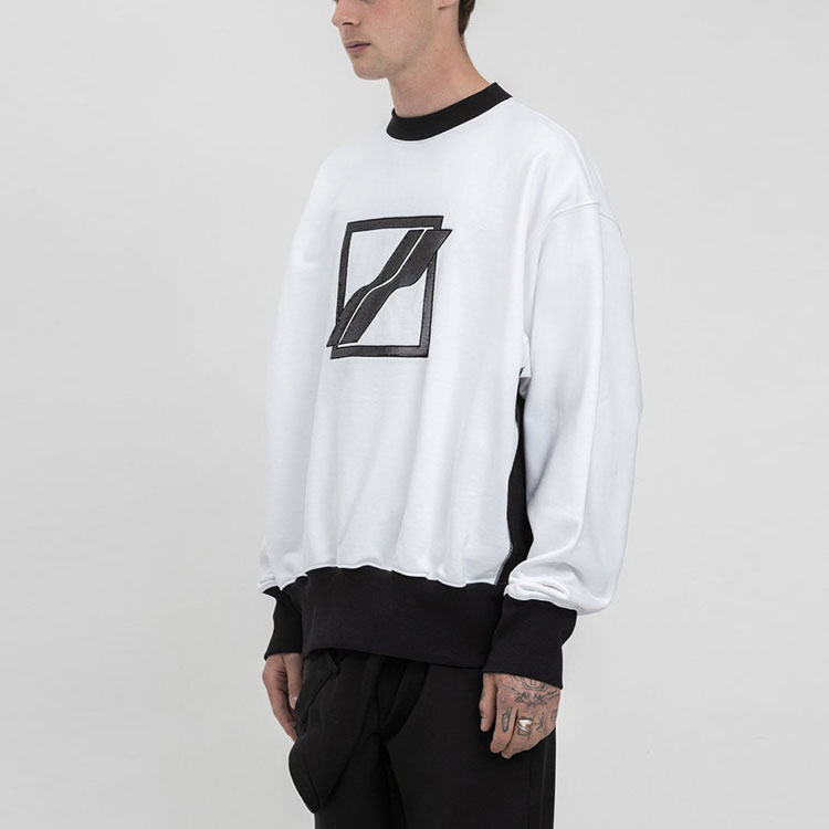 Shop WE11DONE SS21 反光標誌印花長袖男女同款白色衛衣 WD-TS1-21-511-U-WH