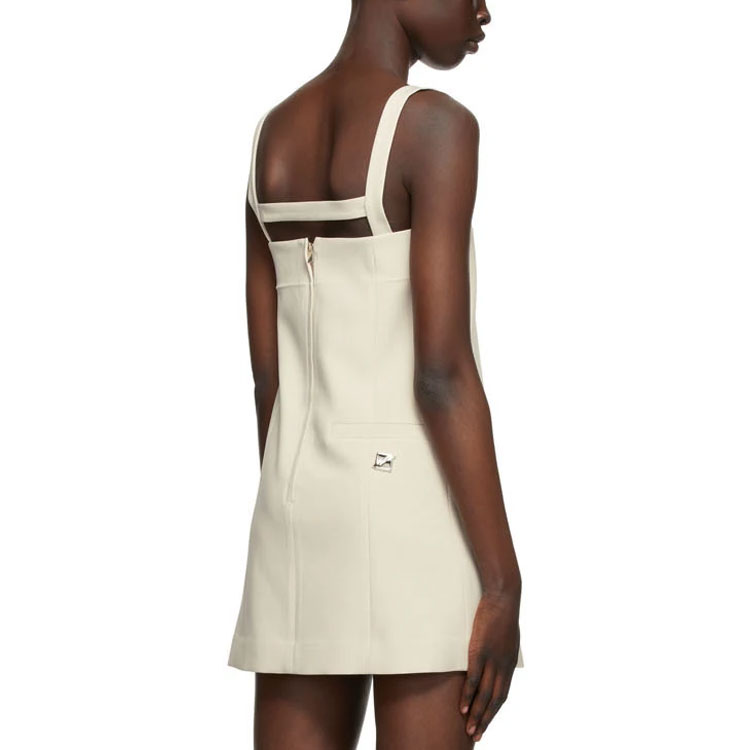 Shop WE11DONE SS21 Sleeveless Square Neck A-Line Dress Beige WD-OP1-21-109-W-BG