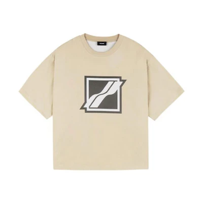 WE11DONE SS21 Unisex Beige Logo Print Short Sleeve T-Shirt WD-TT1-21-539-U-BG
