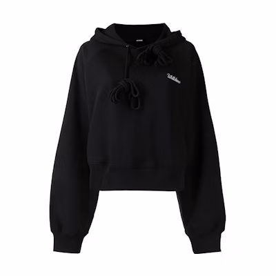 WE11DONE SS21 Unisex Black Hoodie with Embroidered Chest Logo WD-TH0-21-530-U-BK