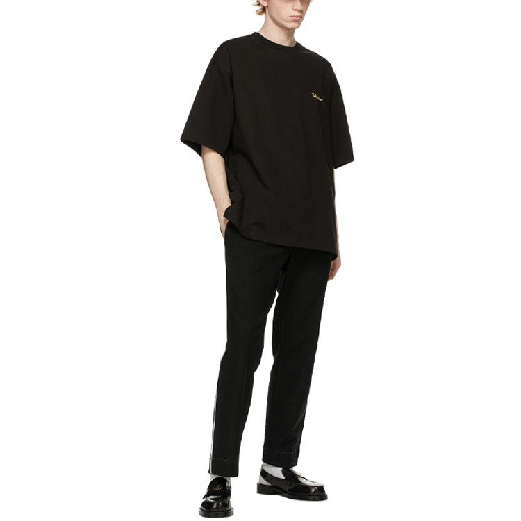 WE11DONE SS21 Unisex Black Logo Crewneck Short Sleeve T-Shirt WD-TT0-21-526-U-BK 圖 4