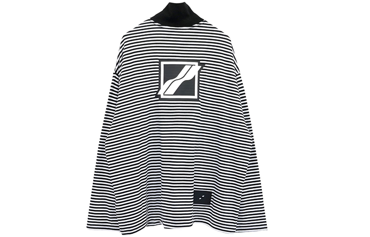 WE11DONE SS21 Unisex Half-Zip Striped Logo Knit Pullover Long Sleeve Black White WD-TT1-21-728-U-BW