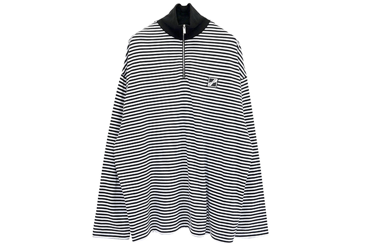 WE11DONE SS21 Unisex Half-Zip Striped Logo Knit Pullover Long Sleeve Black White WD-TT1-21-728-U-BW 圖 3