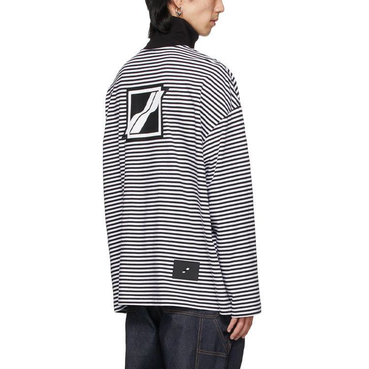 WE11DONE SS21 Unisex Half-Zip Striped Logo Knit Pullover Long Sleeve Black White WD-TT1-21-728-U-BW 圖 6