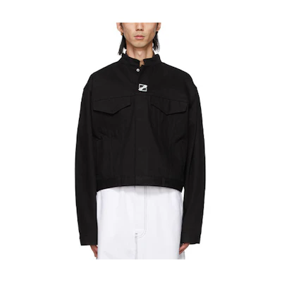 WE11DONE SS21 Unisex Logo Patched Denim Jacket Black WD-DJ1-21-302-U-BK