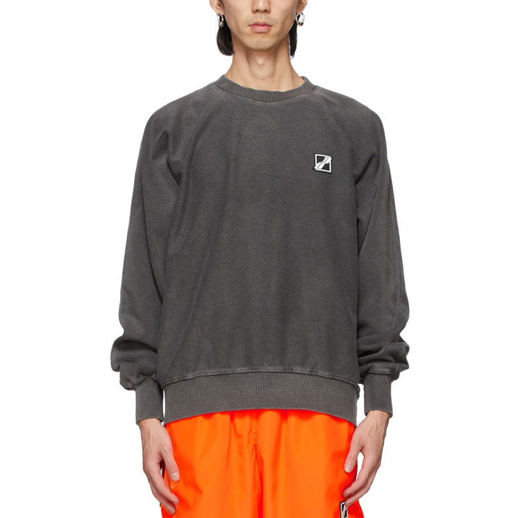 Shop WE11DONE SS21 Unisex Logo Print Pullover Sweatshirt Grey WD-TS1-21-512-U-CH