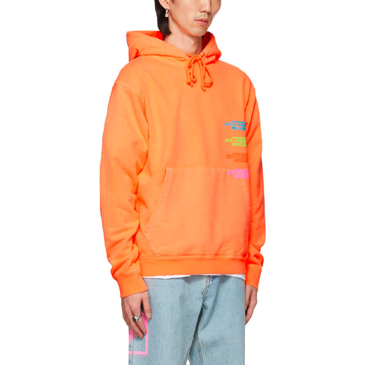 Shop WE11DONE SS21 男女同款 Logo Terry 橙色連帽衫. WD-TH1-21-502-U-NO