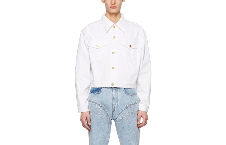 WE11DONE SS21 Unisex White Long Sleeve Denim Jacket. WD-DJ0-21-321-U-WH